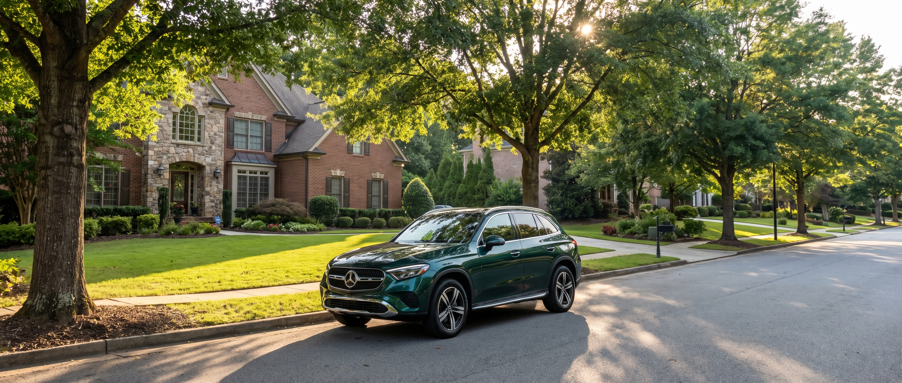 2026 Mercedes-Benz GLC parked on a Duluth Georgia suburban street in afternoon light